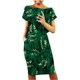 thumbnail image 2 of Robes pour Mariages en Tant Qu'invité Femmes Décontractées Col Rond Bretelles Manches Courtes Imprimé Floral Robe Ample avec Poches Robe d'Été Robes de Soirée pour Femmes Élégantes Élégantes en Liquidation, 2 of 6