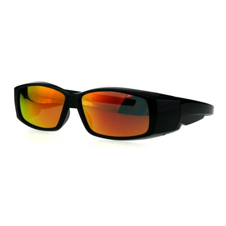 Polarized Antiglare Reflective Color Mirror Lens Mens 58mm Fit Over Sunglasses Black Red