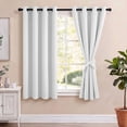 thumbnail image 2 of Hiasan 100% Blackout Curtains with Tiebacks, Room Darkening Privacy Grommet Top Window Curtains for Bedroom & Living Room, Greyish White, 52"W x 45"L, Set of 2, 2 of 10