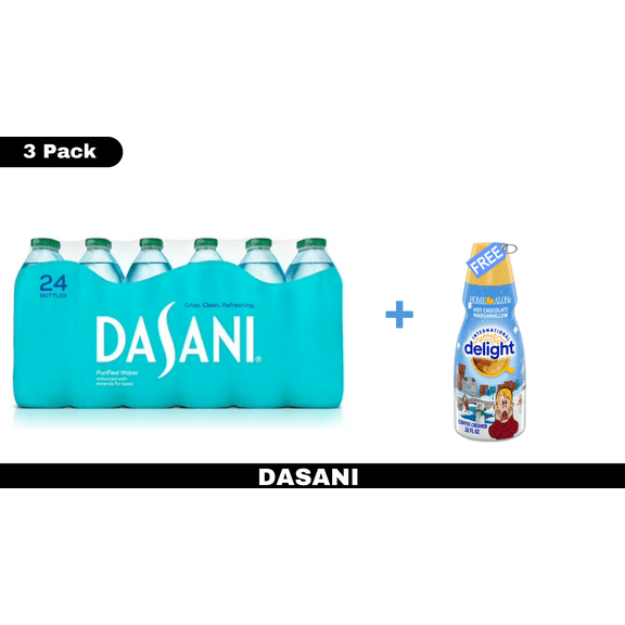 Purified Drinking Water, 16.9 fl oz Bottles, 24 Count (Pack of 3)   Free 32 fl oz Liquid Creamer Bottle