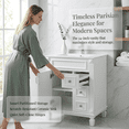 thumbnail image 6 of 24" Elegant French Compact Freestanding Cabinet, Bathroom Storage Unit with Adjustable Shelf, Modern Small Bathroom Vanity with Ceramic Sink for Bathroom, White, 6 of 10