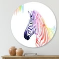 thumbnail image 2 of Designart 'Portrait of Rainbow Zebra On White' Farmhouse Circle Metal Wall Art 11x11 - Disc of 11, 2 of 5