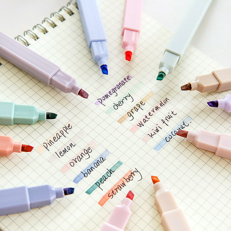 QingY-6 Pieces Kawaii Pens Cute Candy Color Highlighters Manga Marker Pens  Pastel Midliner Stationery for Students 
