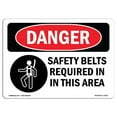 thumbnail image 1 of SignMission OS-DS-A-1218-L-1553 Signal de Danger OSHA de 12 x 18 Po - Ceintures de Sécurité Requises dans Cette Zone, 1 of 1