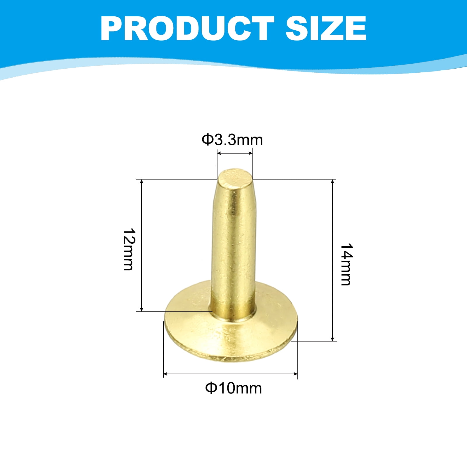 10x3.3x12mm Studs for Clothing, 100 Sets Spikes for Clothes Studs and Spikes Leather Rivets Burrs Brass Fastener Metal Screw Posts for Leather Jacket Crafting Crafts Fabric