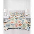 thumbnail image 2 of Twin XL Quilt Bedding Set, Nautical Coastal Reversible Summer Quilt 3 Pieces, Watercolor Ocean Turtle Coral Starfish Beige Lightweight Bedspreads Coverlets with 2 Pillow Shams for All Seasons, 2 of 5