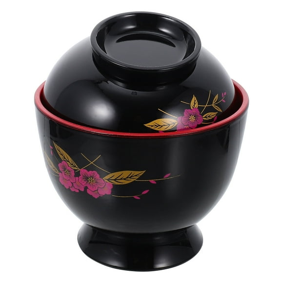 1Pc Japanese Thread Miso Soup Bowl Rice Bowl Cooking Bowl Dessert Bowl (Black)