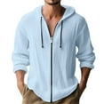 thumbnail image 2 of Zip Up Hoodie Men 2026 Spring Fall Long Sleeve Lightweight Cotton Linen Full Zipper Hooded Shirt Jacket Cardigan Outerwear, 2 of 4