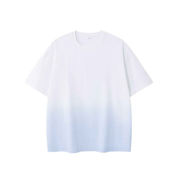 2025 Summer Gradient Tie Dye Short Sleeve T-Shirt for Men, Heavy Fabric, Loose Design, Trendy Street Style, Color Options