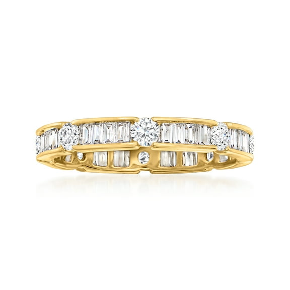 Ross-Simons 1.00 ct. t.w. Round and Baguette Diamond Eternity Band in 14kt Yellow Gold, Women's, Adult