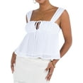 thumbnail image 2 of KelaJuan Women’s Loose Tank Tops, Summer Sleeveless Ruched Bust Tie-up Front Solid Color Tops, 2 of 6