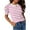 Pink, variant on UVN Striped Tops for Women Summer Short Puff Sleeve Pullover Blouses Casual Crewneck Knit T Shirts