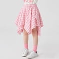 thumbnail image 5 of Virmaxy Summer Pink Gingham Asymmetrical Skirt Handkerchief Hem Knee Length Casual Skirt with Elastic Waistband for Daily Wear and Vacation, for 5-14Y, 5 of 6