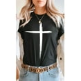 thumbnail image 2 of Distressed Cross White Ink Graphic Tee T-Shirt PLUS, 2 of 10