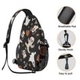 thumbnail image 3 of Sling Backpack,Retro Halloween Ghost Pattern Sling Bag with Water Bottle Holder,Waterproof Sling Bag for Men/Women with Headphone Jack for Hiking,Travel, 3 of 6