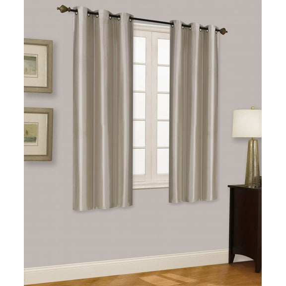 Elio Taupe 2-Piece 100% Thermal Blackout Grommet Window Curtain With Foam Backing Set, Solid Room Darkening Panels 35" X 63" Each