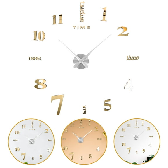 LABSERRON 1Pack Golden EVA Foam Metal Large Wall Clock for Dining Room Home Decor 24.8 x 24.8in
