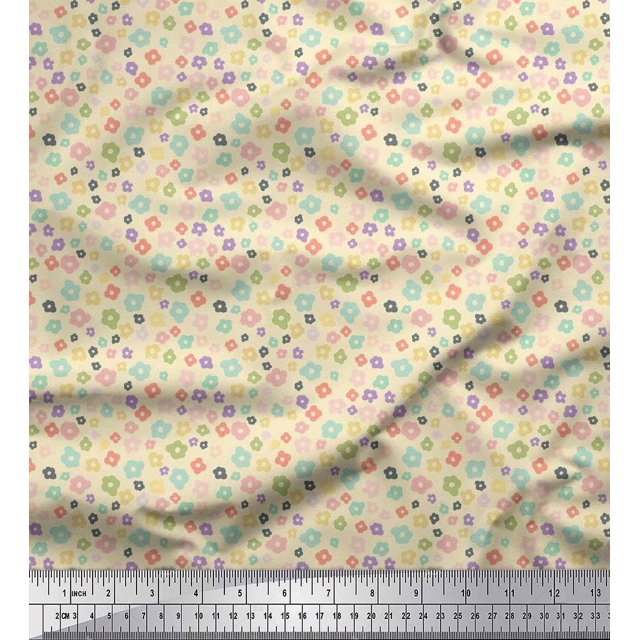 Soimoi Poly Georgette Fabric Flower Artistic Fabric Prints By Yard 52 Inch Wide