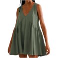 thumbnail image 2 of Gspmoly Robes pour Femmes Grande Taille, Mode Femmes Été Décontracté Uni Col en V Sans Manches Robe Mini Robes de Cocktail Aubaines, 2 of 6