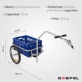 thumbnail image 2 of Remolque R16 Gospel para bicicleta carga 40 kg Azul Negro M, 2 of 10