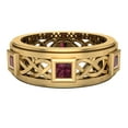 thumbnail image 4 of Wedding Bands for Men 9 MM Princess Cut Garnet 14K Gold 1.70 CTW, 4 of 5