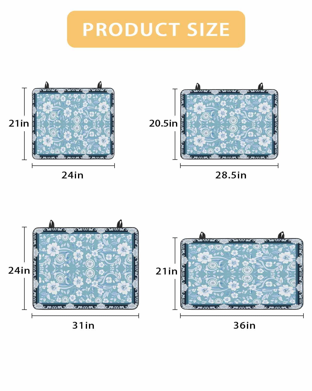 nqOlkjepod Large Induction Cooktop Protector Mat 24"x21", Light Blue White Flowers Stove Top Covers for Electric Stove, Rustic Vintage Botanical Leaves Stove Burner Cover Mats, Glass Top Stove Cover