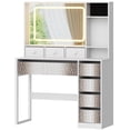 thumbnail image 3 of Ktaxon Makeup Vanity Desk with Lighted Mirror, Vanity Table with Charging Station for Bedroom, White, 3 of 8