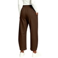 thumbnail image 5 of Htigea Women's Barrel Ankle Pants Solid Color Elastic Waist Loose Fit Casual Pant Lightweight Quick Dry Hiking Travel Joggers with Pockets Brown M, 5 of 7