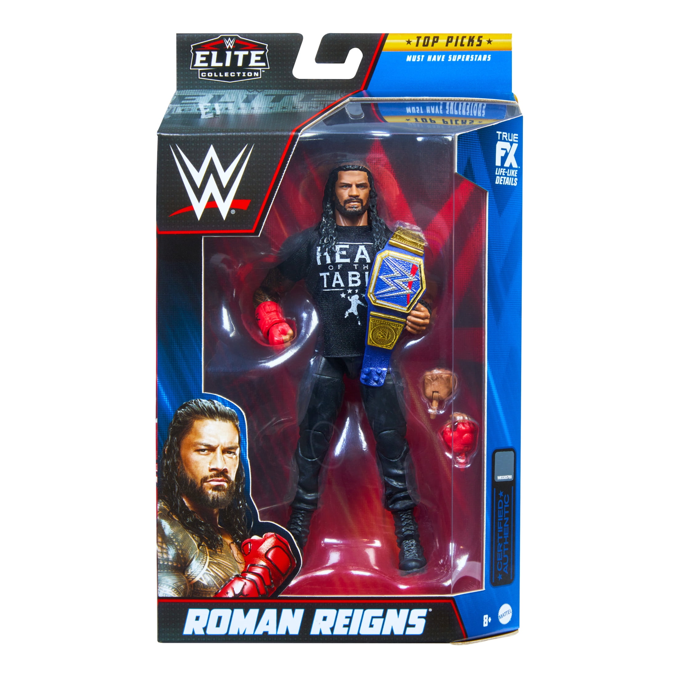 WWE Top Picks Elite Collection Roman Reigns Action Figure & Accessories, Posable Collectible (6-in)