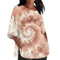 thumbnail image 2 of Nrmvnmi Linen Shirts for Women 3/4 Sleeve Plus Size Split Hem Tops Loose Crew Neck T Shirts Casual Three Quarter Length Tunic Tops, 2 of 5