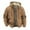 Khaki, variant on Men Plush Lining Jacket Men's Hooded Thermal Jacket with Drawstring Zipper Closure Plush Lining Versatile Outerwear for Men Thermal Zipper Jacket