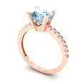 thumbnail image 2 of 1.71 ct Round Cut Natural Sky Blue Topaz Solitaire with Simulated Diamond Accents 18K Rose Gold Womens Engagement Ring, 2 of 5