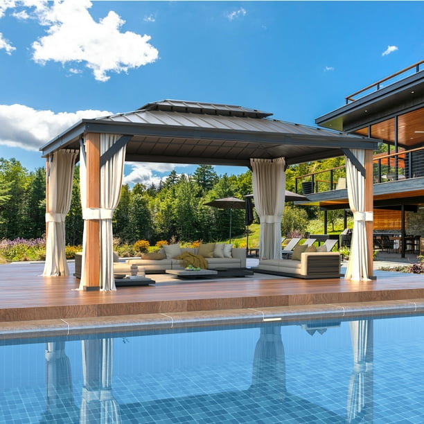 12' X 16' Hardtop Gazebo,Metal Gazebo with Aluminum Frame