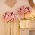 thumbnail image 5 of Blosmon Artificial Flower Kissing Balls for Wedding Table Centerpieces 2Pcs 15.7 Large Pink Fake Roses Hydrangea Flower Arrangement, 5 of 6