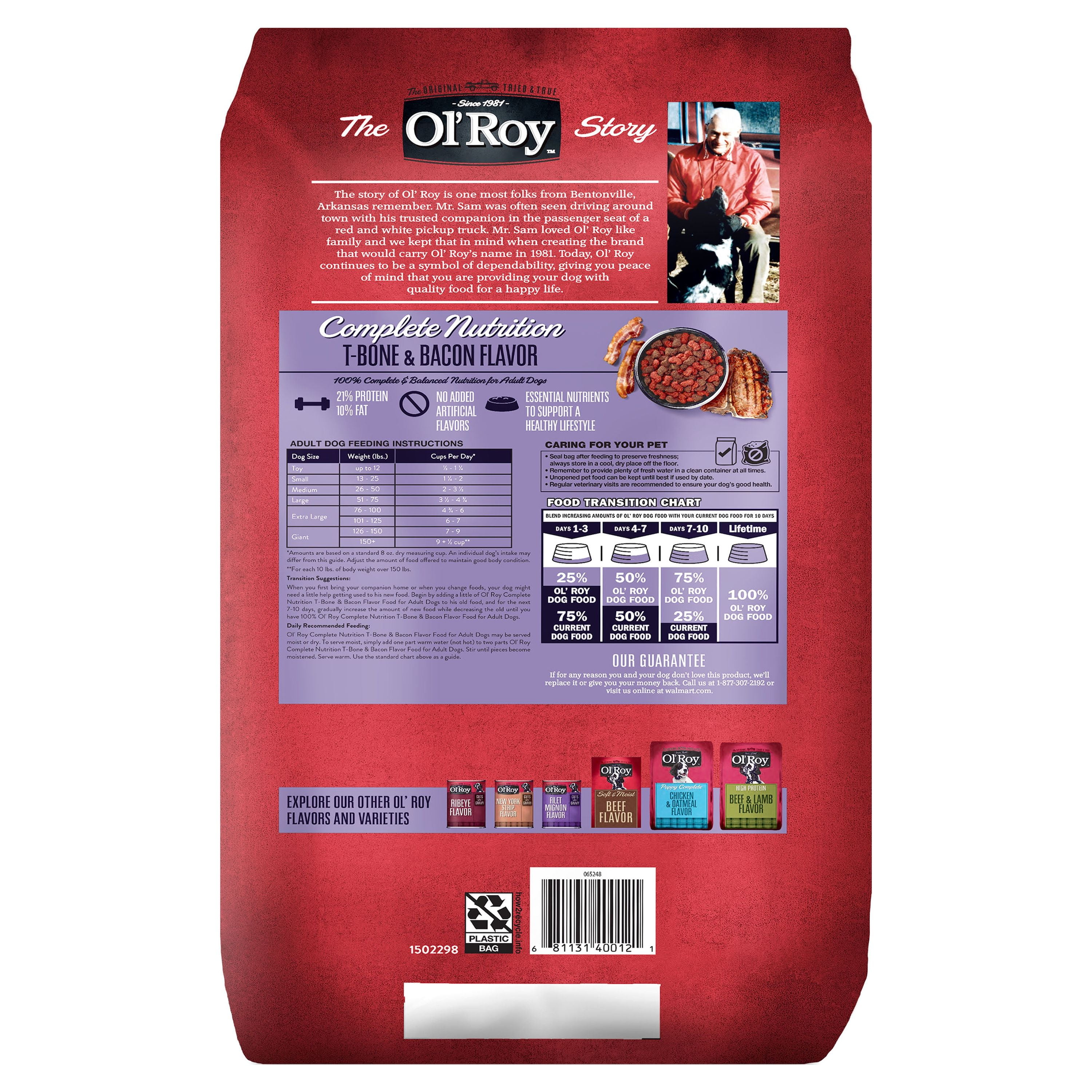 Ol Roy Complete Nutrition Dry Dog Food T Bone Bacon Flavor 46 lbs Walmart