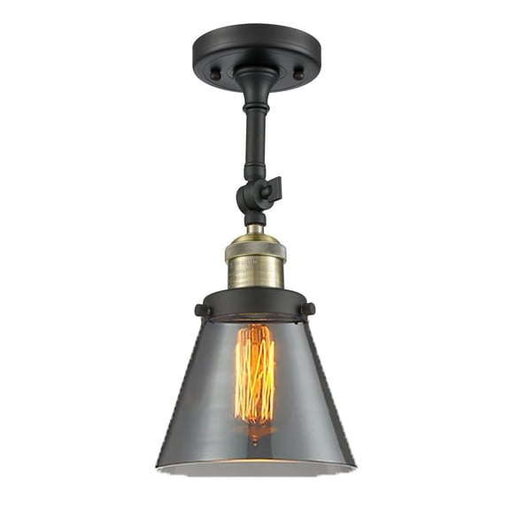 Innovations 1-LT LED Small Cone 6" Semi-Flush Mount - Black Antique Brass - 201F-BAB-G63-LED