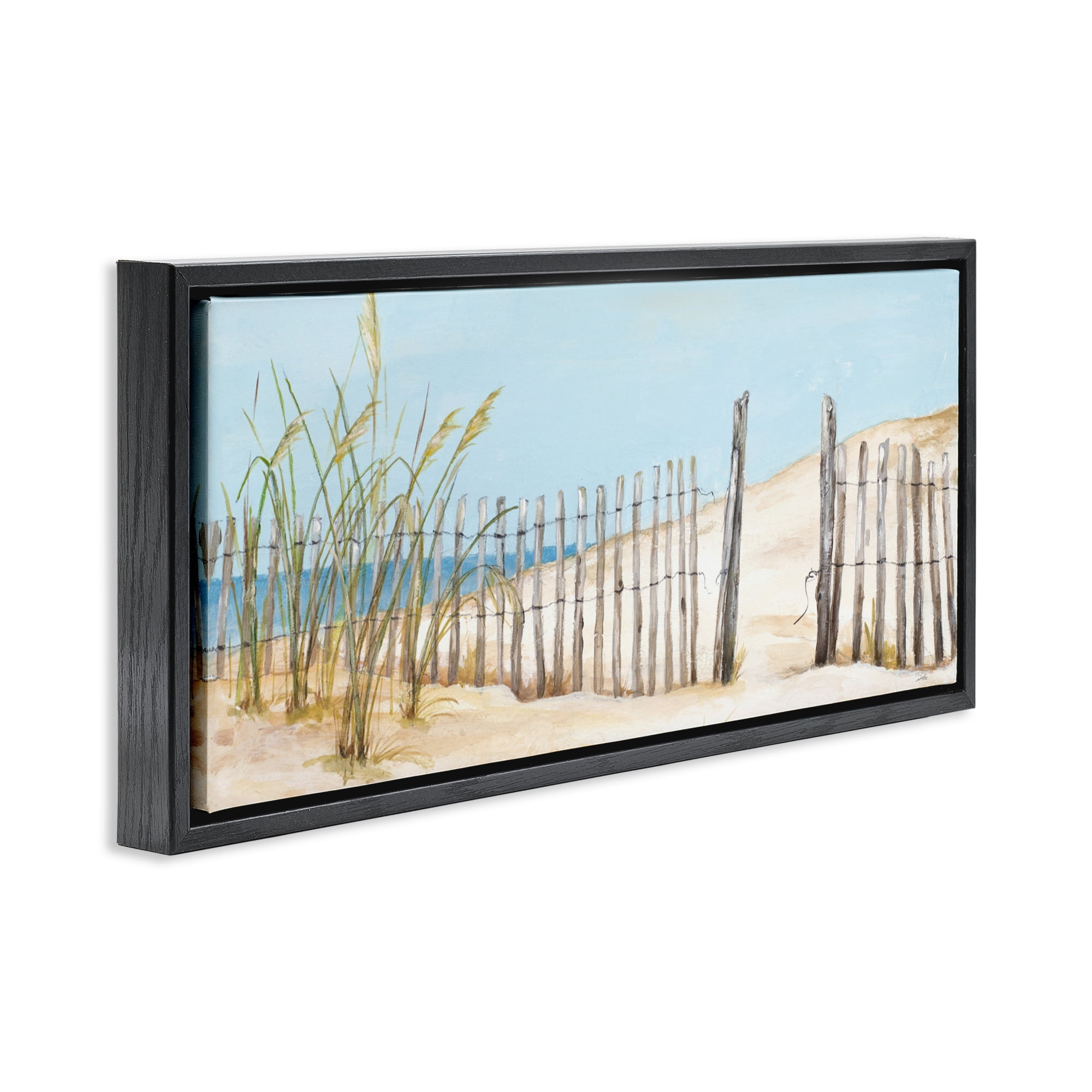 Stupell Industries Beach Fence Opening Black Framed Floater Canvas Wall Art, design by Patricia Pinto