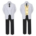 thumbnail image 2 of 5-7pc Formal Black White Suit Set Mustard Bow Long Tie Vest Boy Baby Sm-20 Teen, 2 of 3