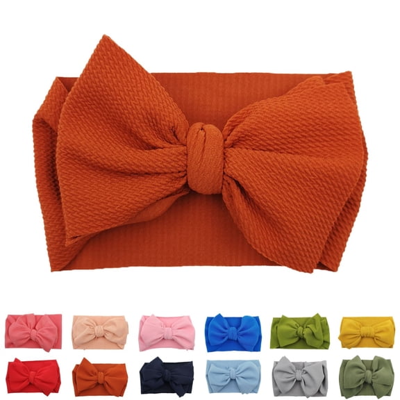 Bmisegm Baby Girl Headbands with Adorable Big Bows Soft Elastic Headwrap for Girls Hair Girls Hair Ties 01_Orange,One Size
