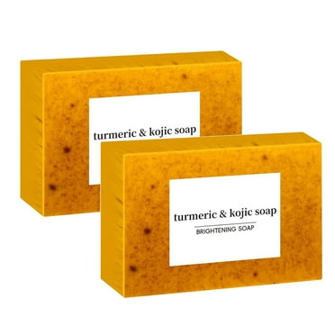 2Pcs Turmeric Soap for Hyperpigmentation Dark Spots, Turmeric Soap Bar Skin Soap with Tea Tree Oil, Shea Butter, Coconut Oil and Vitamin C, Women Mens Bar Soap for Face Bod
