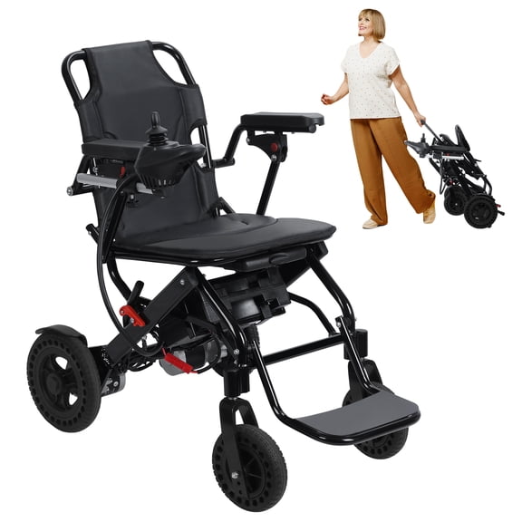 AOJA Lightweight Foldable Electric Wheelchair for Adults, 20 Kms Range 500W Motor, Portable Elderly Wheelchair with Large Footrest & Reversible Armrests