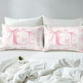 thumbnail image 4 of Pink Bow Duvet Cover Set Queen Size,Initial Letter U Chic Romantic Bedding Set,Young Teens Room Decor,Princess Style Bowknot Love Hearts Girly Fairy Quilt Cover,Kawaii Pink,No Comforter, 4 of 6