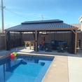 thumbnail image 2 of PURPLE LEAF 12 X 24 Outdoor Hardtop Gazebo Patio Galvanized Steel Double Roof Permanent Canopy Teak Finish Coated Aluminum Frame Pavilion Netting, 2 of 9
