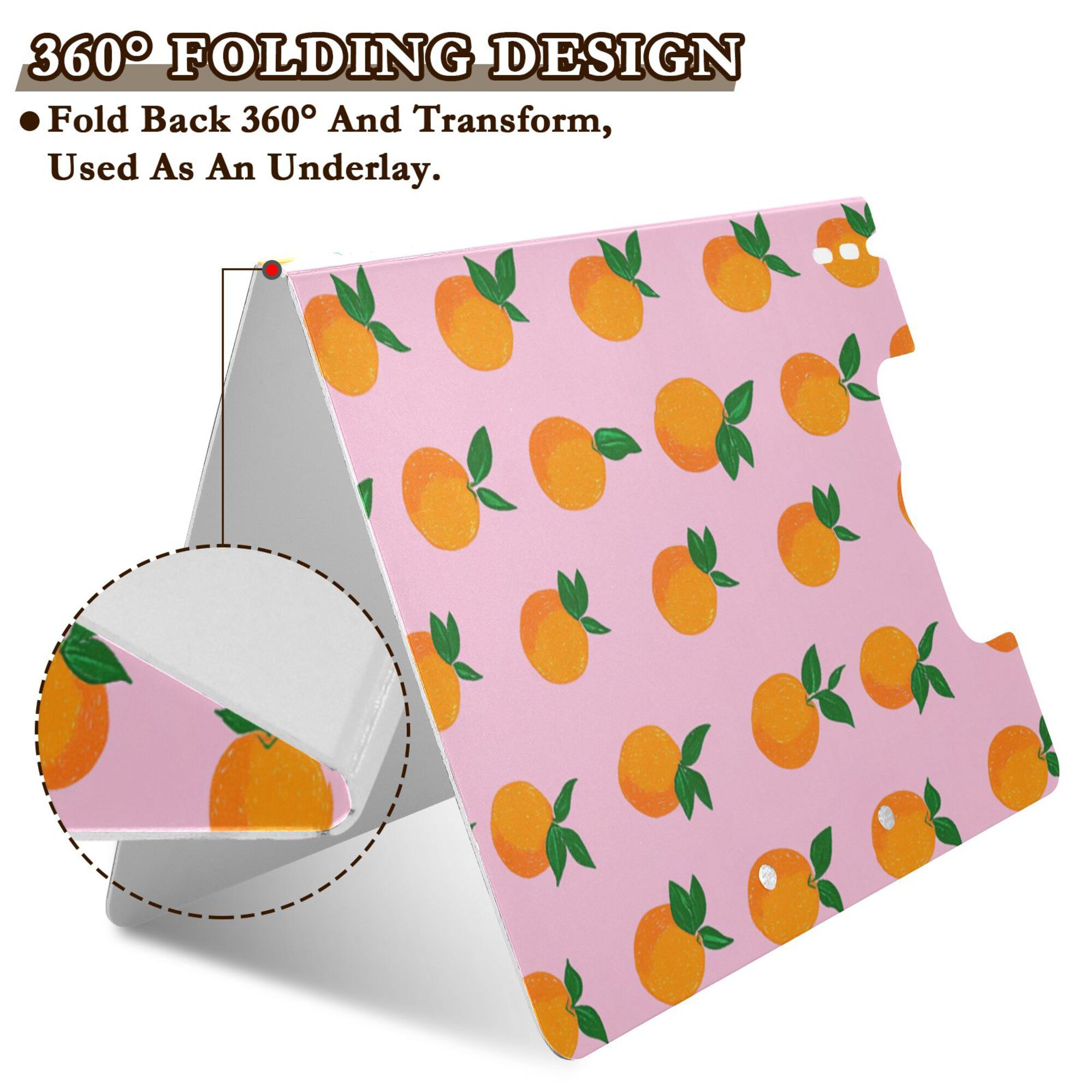 FORMRS A4 Clipboard Folder with Pen Holder Horizontal Foldable School Office Binder, Cartoon Oranges