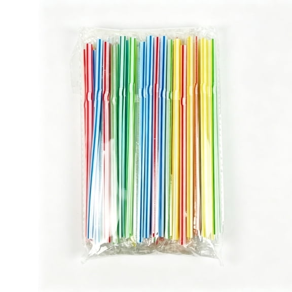 SLYNSHome 100 Pcs Drinking Straws,Disposable Multicolor Assorted Bright Colors Flexible Plastic Straws Bulk Pack, Party Bar Juice Milkshake Beverage Accessories