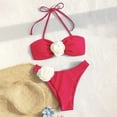 thumbnail image 4 of Joernso 2Pcs/Set Women Sexy Bikini Set 3D Flower Halter Bandeau Bra High Waist Briefs Set Quick Drying Swimsuit Bathing Suit, 4 of 8