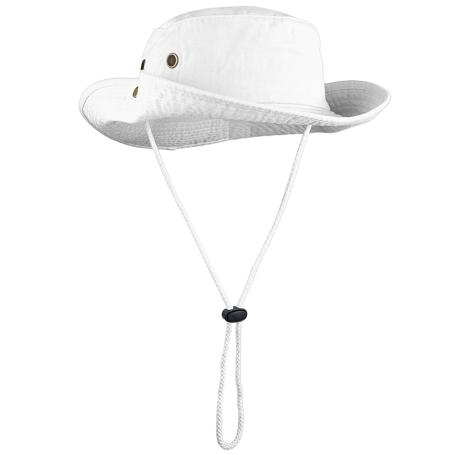 Wide Brim Hiking Fishing Safari Boonie Bucket Hats 100% Cotton UV Sun  Protection For Men Women Outdoor Activities L/XL White 
