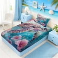 thumbnail image 5 of Manfei Oil Painting Sea Turtle Twin Sheet Sets for Kids Boys and Girls, Pink Floral Bedding 3 Pieces, 1 Flat Sheet, 1 Fitted Sheet and 1 Pillowcase, 5 of 6