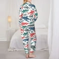 thumbnail image 5 of Junzan Colorful Shark Print Womens Pajama Sets,Long Sleeve Button Down For Women Pjs 2 Piece, 5 of 9