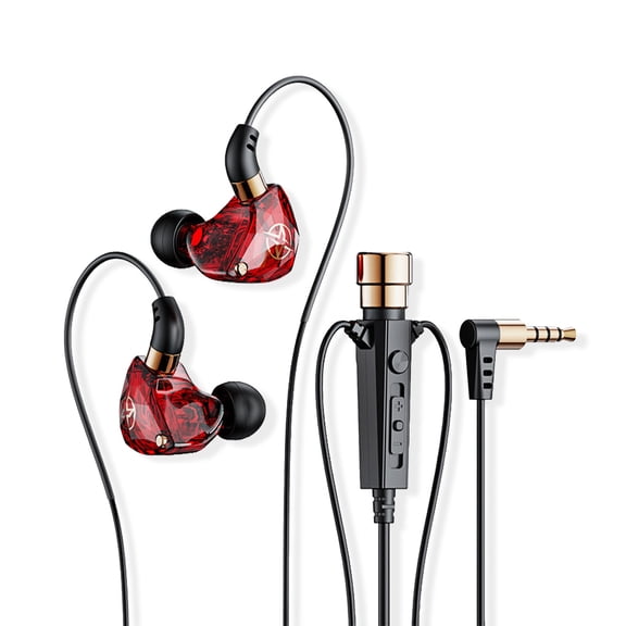 Bearachild Auriculares con cable para PC, portátiles, 96dB, 3,5mm, gancho para la oreja, reducción de ruido, auriculares internos para hacer Teléfono y Comunicación rojo 1.2 millones